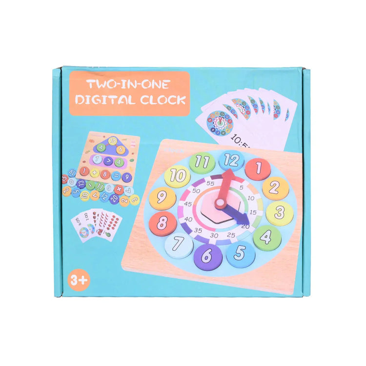 2-in-1 Wooden Digital Clock & Shape Sorter Toy