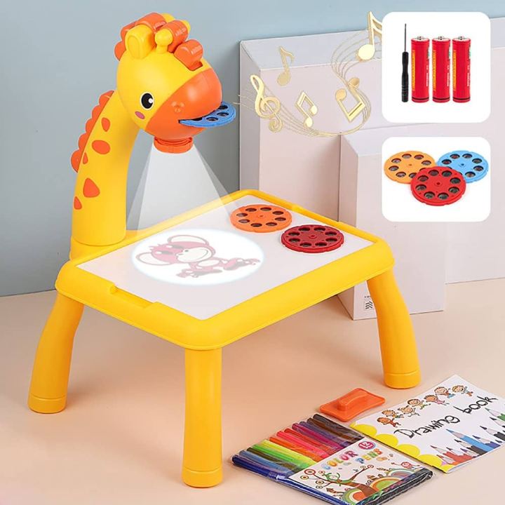 3-in-1 Giraffe LED Projector Drawing Table for Kids
