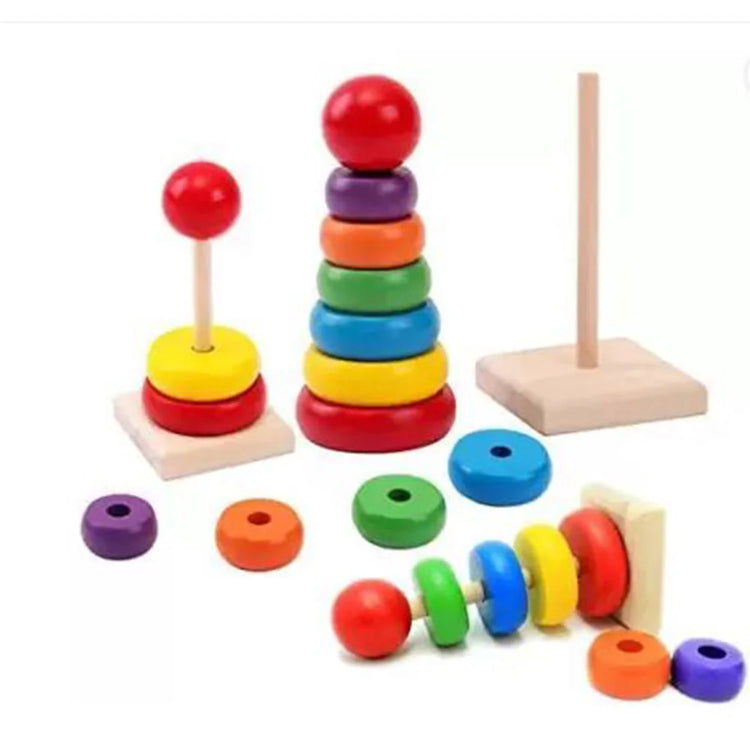 Wooden Stack Toy Rainbow Tower
