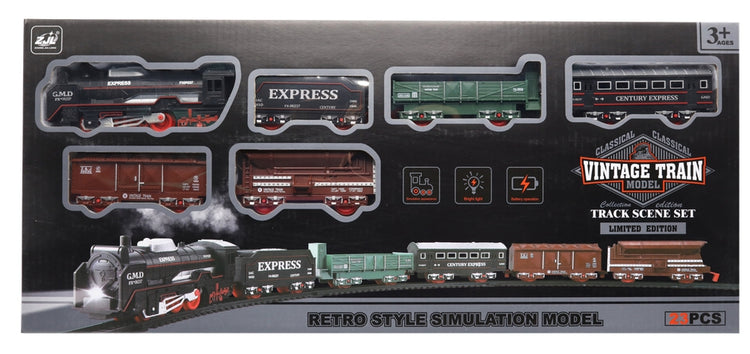 Vintage train Track Scene Set Retro Style Simulation