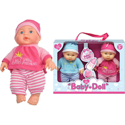 Set of 2 Twin Baby Dolls Gift Set with Feeding Accessories