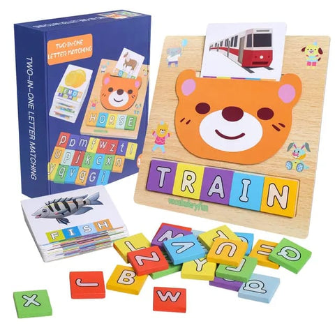 Wooden Spelling Game Toy – Educational Alphabet & Number Puzzle for Kids