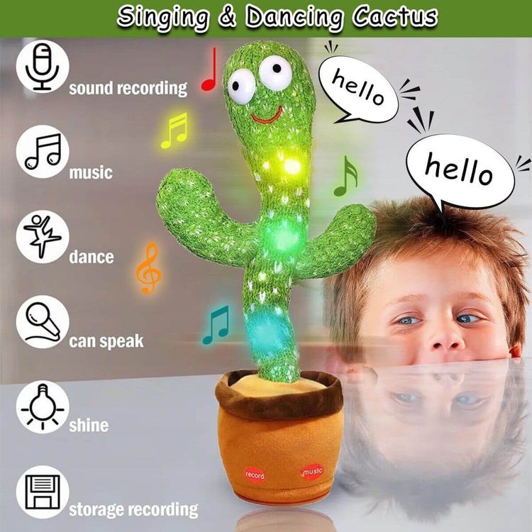 Dancing Cactus Toy Rechargeable Talking Singing Cactus Toy for Kids