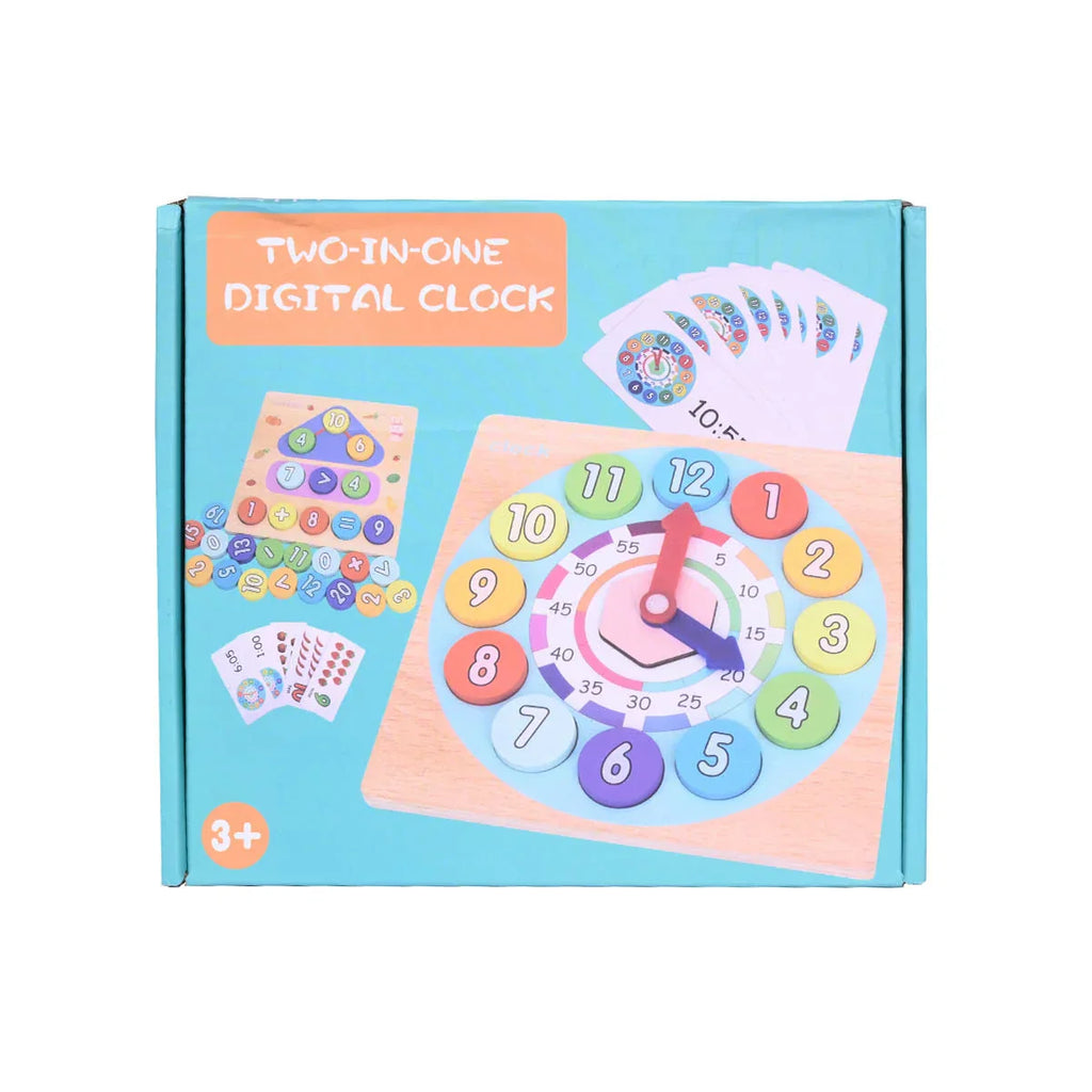 2-in-1 Wooden Digital Clock & Shape Sorter Toy