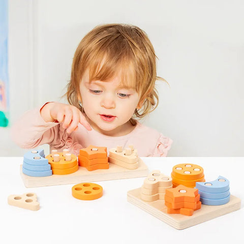 4 Column Wooden Shape & Stacking Toy