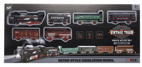 Vintage train Track Scene Set Retro Style Simulation