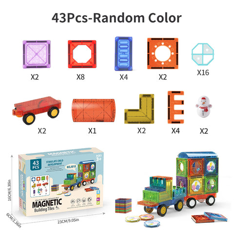 43 Pcs Magnetic Building Tiles For Kids