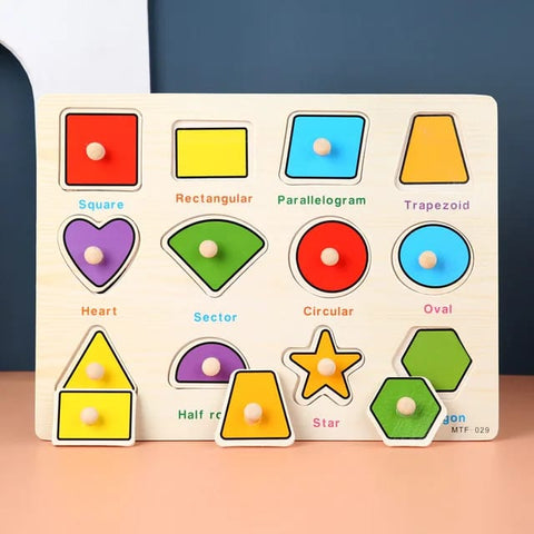 Wooden Puzzle Shapes Board With Names