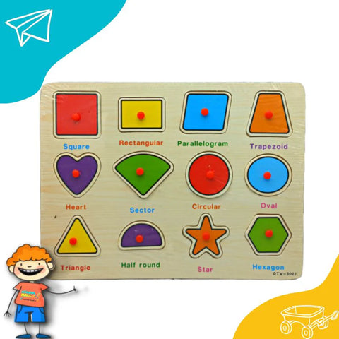 Wooden Puzzle Shapes Board With Names