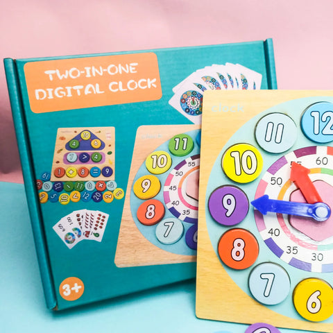 2-in-1 Wooden Digital Clock & Shape Sorter Toy