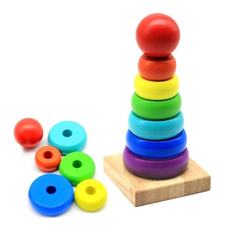 Wooden Stack Toy Rainbow Tower