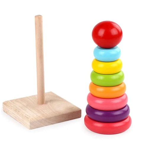 Wooden Stack Toy Rainbow Tower
