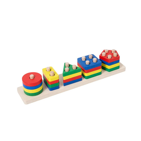 4 Column Wooden Shape & Stacking Toy