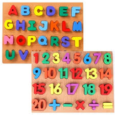 New Wooden ABC OR 123 Puzzle For Kids Learning Educational Toy 3D Puzzle Board