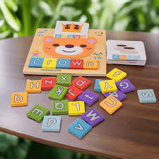 Wooden Spelling Game Toy – Educational Alphabet & Number Puzzle for Kids