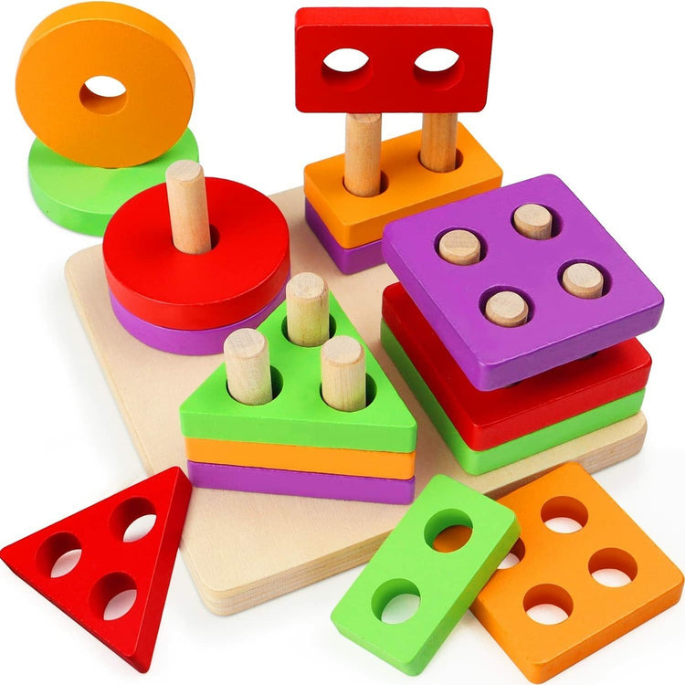 Wooden Geometric Shape 4 Column