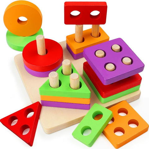 Wooden Geometric Shape 4 Column