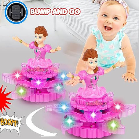 Rotating Princess Doll with Music; 3D Lights – Dancing Angel Toy for Girls